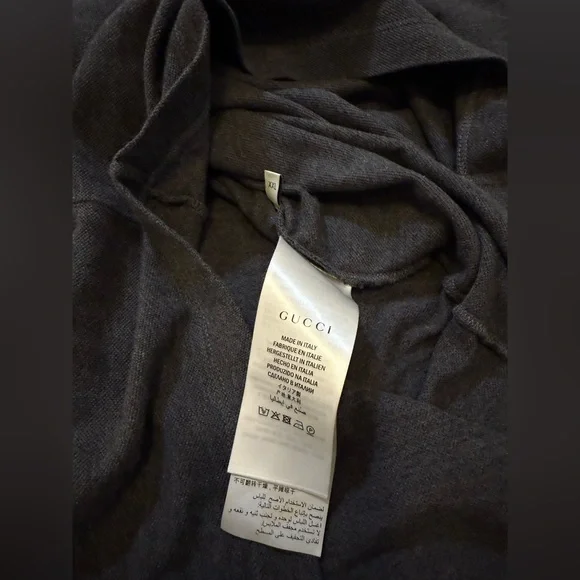 Gucci Mens Grey Long Sleeve Quarter Button Polo XXL - Picture 7 of 9